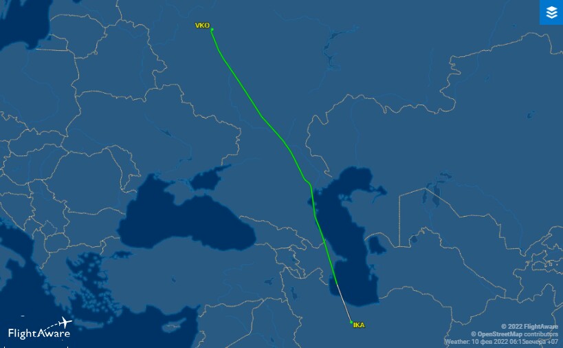 Рейс от 10.02. Фото: flightaware.com Рейс от 10.02. Фото: flightaware.com