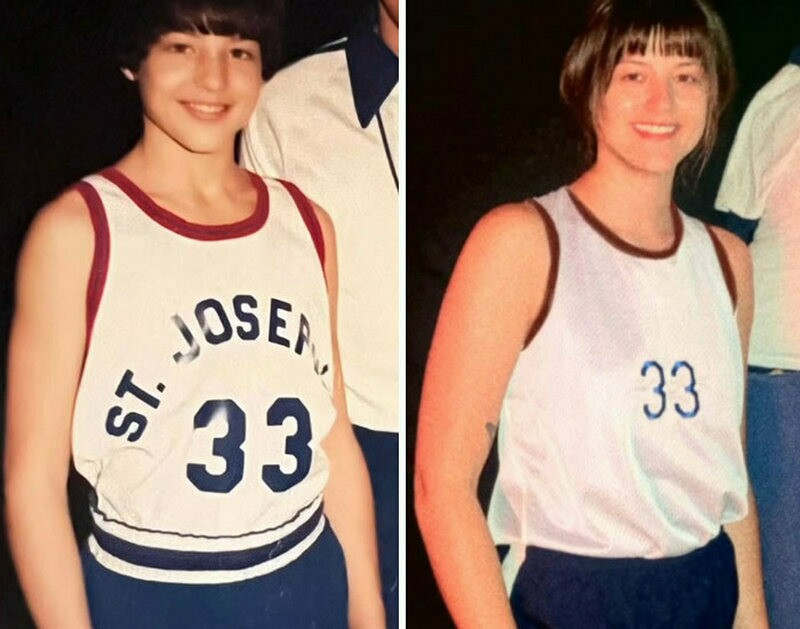 Девушка решила повторить фото своего отца, чтобы показать, насколько они похожи